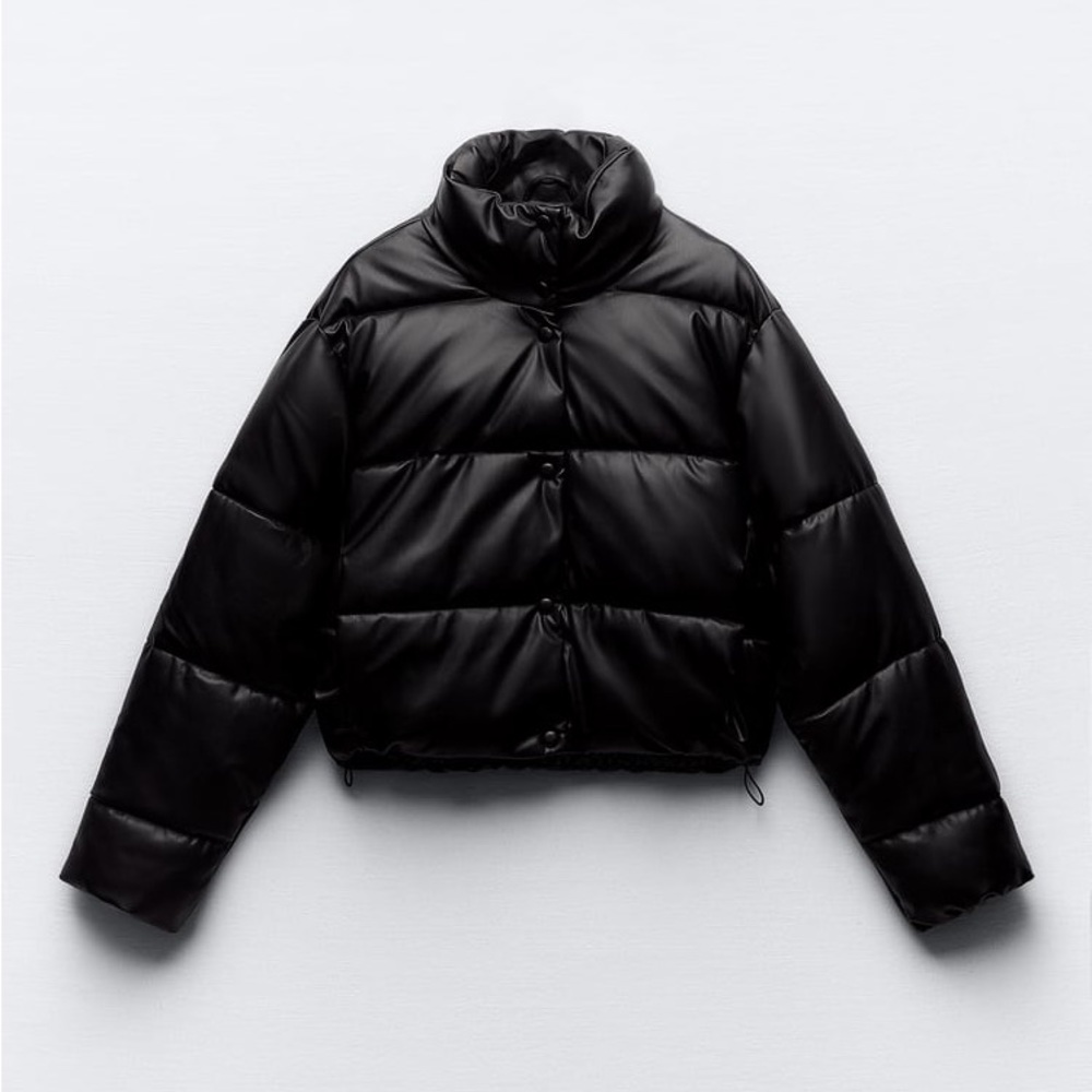 Zara faux leather cropped jacket